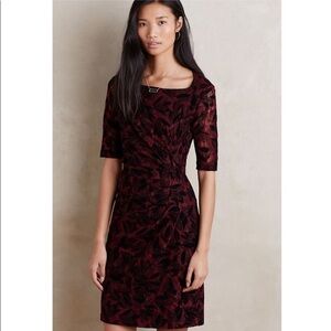 Maeve Elorn Maroon Lace Sheath Ruched Dress US 4